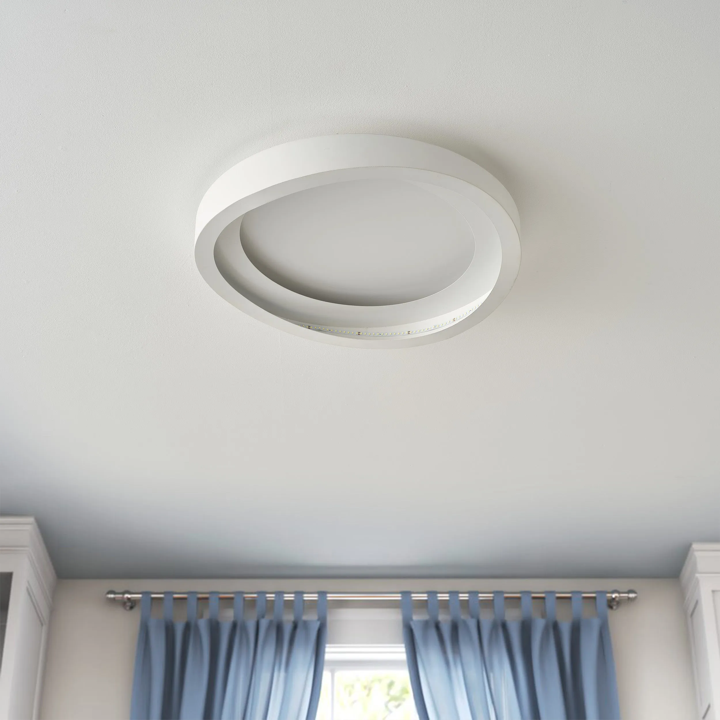 1-Light Dimmable White Finish LED Flush Mount Lighting
