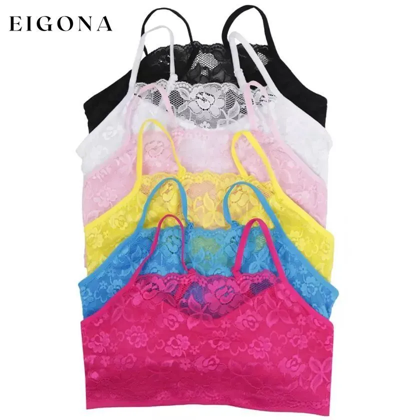 6-Pack: Women's Lace Over Modesty Panel Padded Bralettes