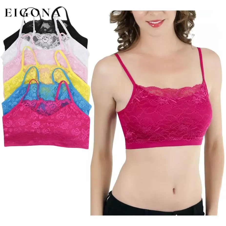 6-Pack: Women's Lace Over Modesty Panel Padded Bralettes