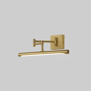 Antiqued Brass Tube Sconce with LED Wall Light - Perfect for Powder Room or Vanity