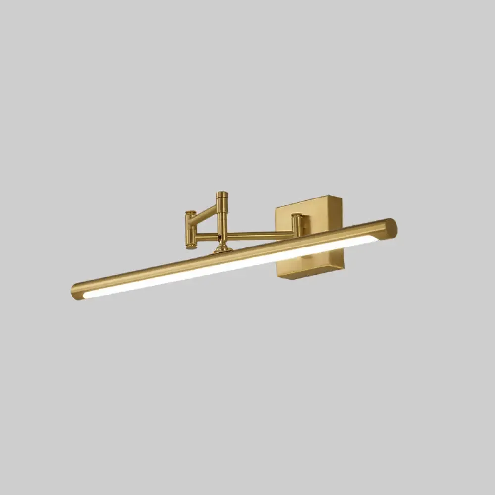 Antiqued Brass Tube Sconce with LED Wall Light - Perfect for Powder Room or Vanity