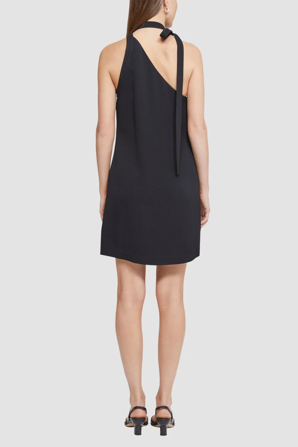 Asymmetric Dress with Neck Tie