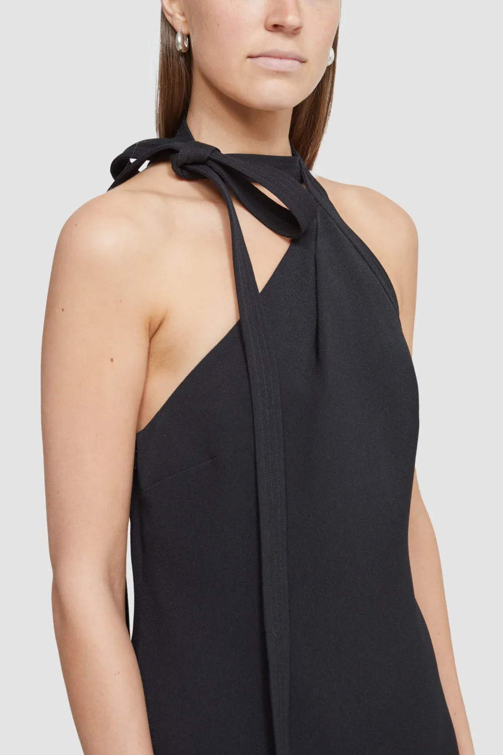 Asymmetric Dress with Neck Tie