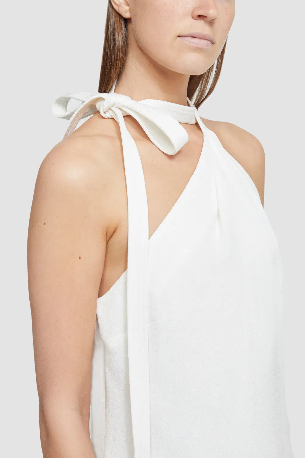 Asymmetric Dress with Neck Tie