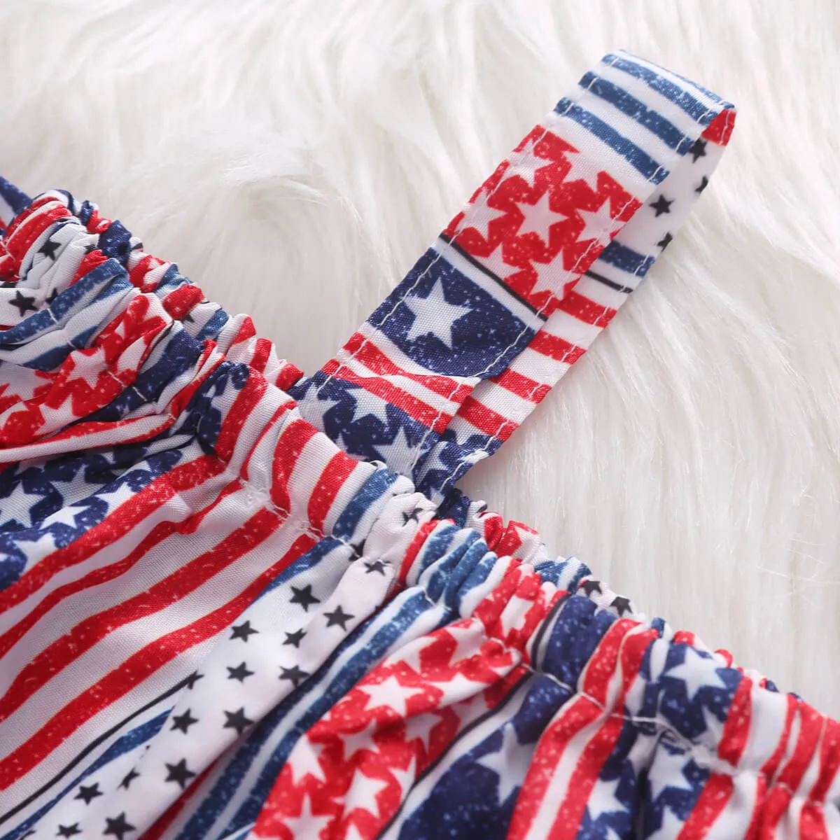 Baby Girl 4th of July Outfit American Flag 2PCS Patriotic Set Stars Stripe Tops Denim Shorts