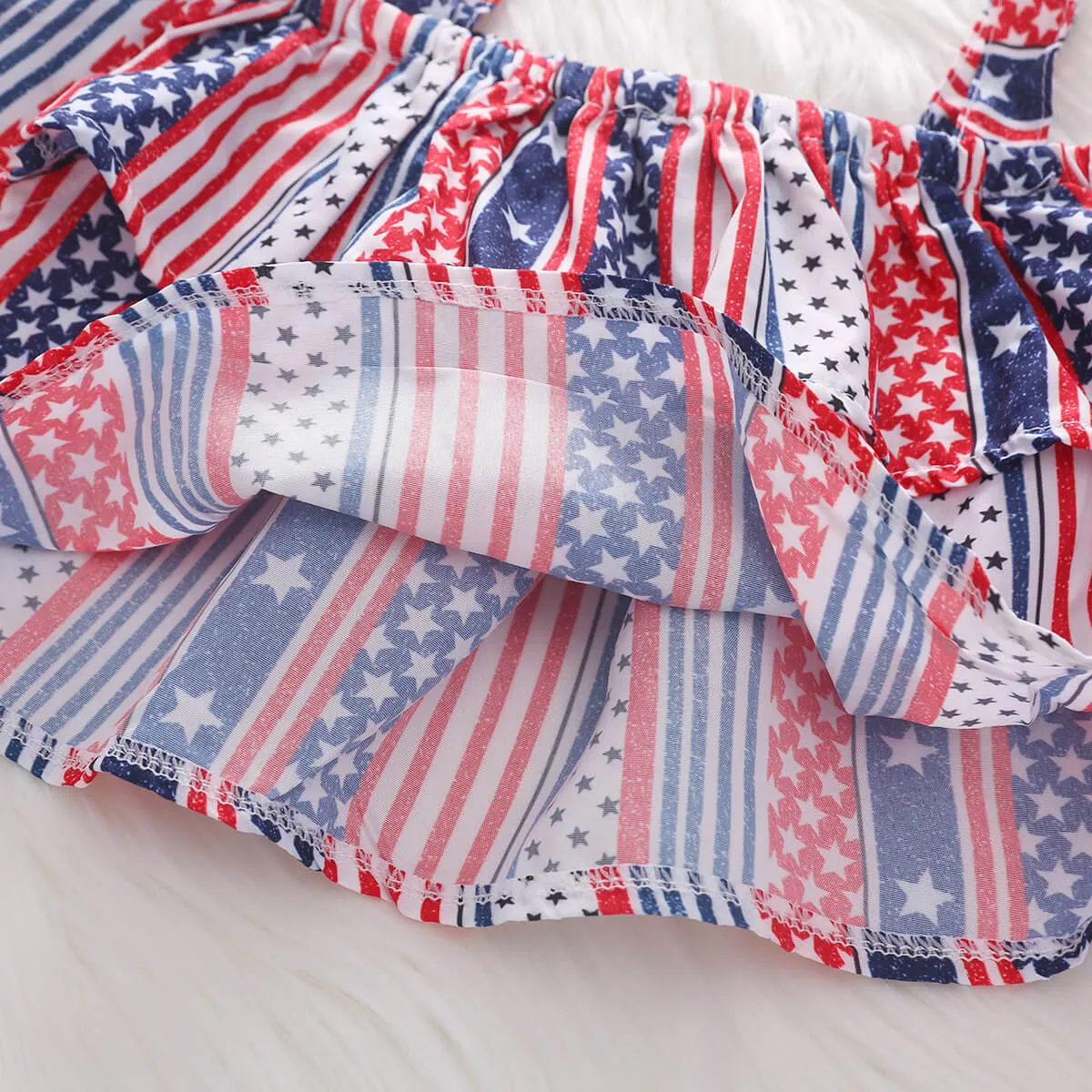 Baby Girl 4th of July Outfit American Flag 2PCS Patriotic Set Stars Stripe Tops Denim Shorts