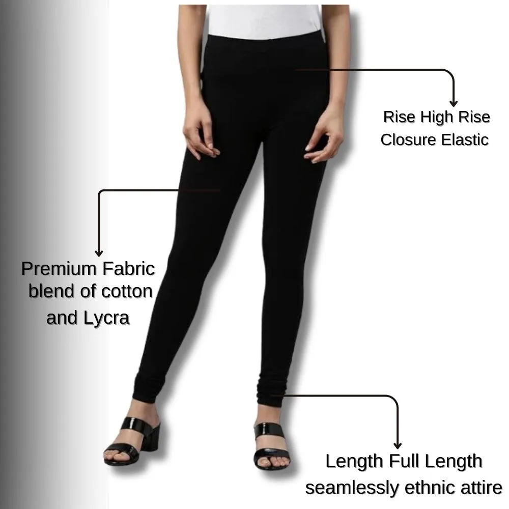 Black Cotton and Lycra Blend Chudidar Leggings