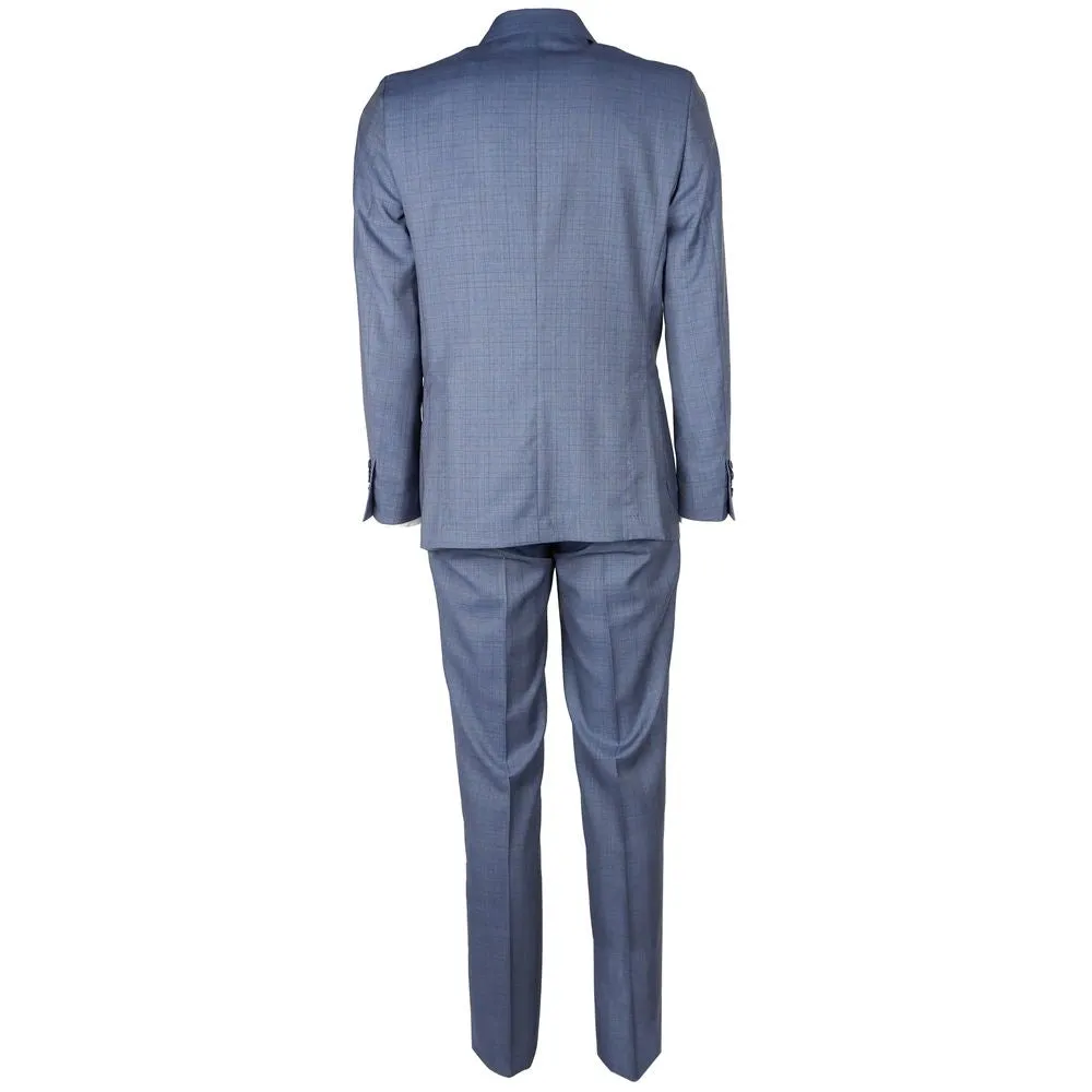 Blue Virgin Wool Men's Suit