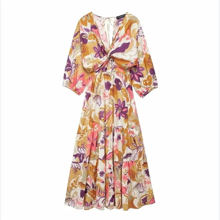 Bohemian Floral Puff Sleeve Dresses