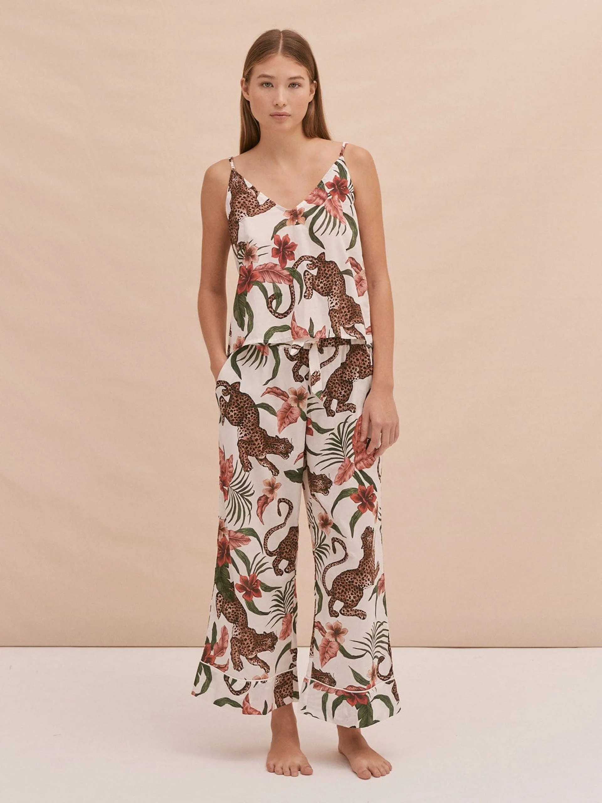 Cami and wide leg set soleia print cream