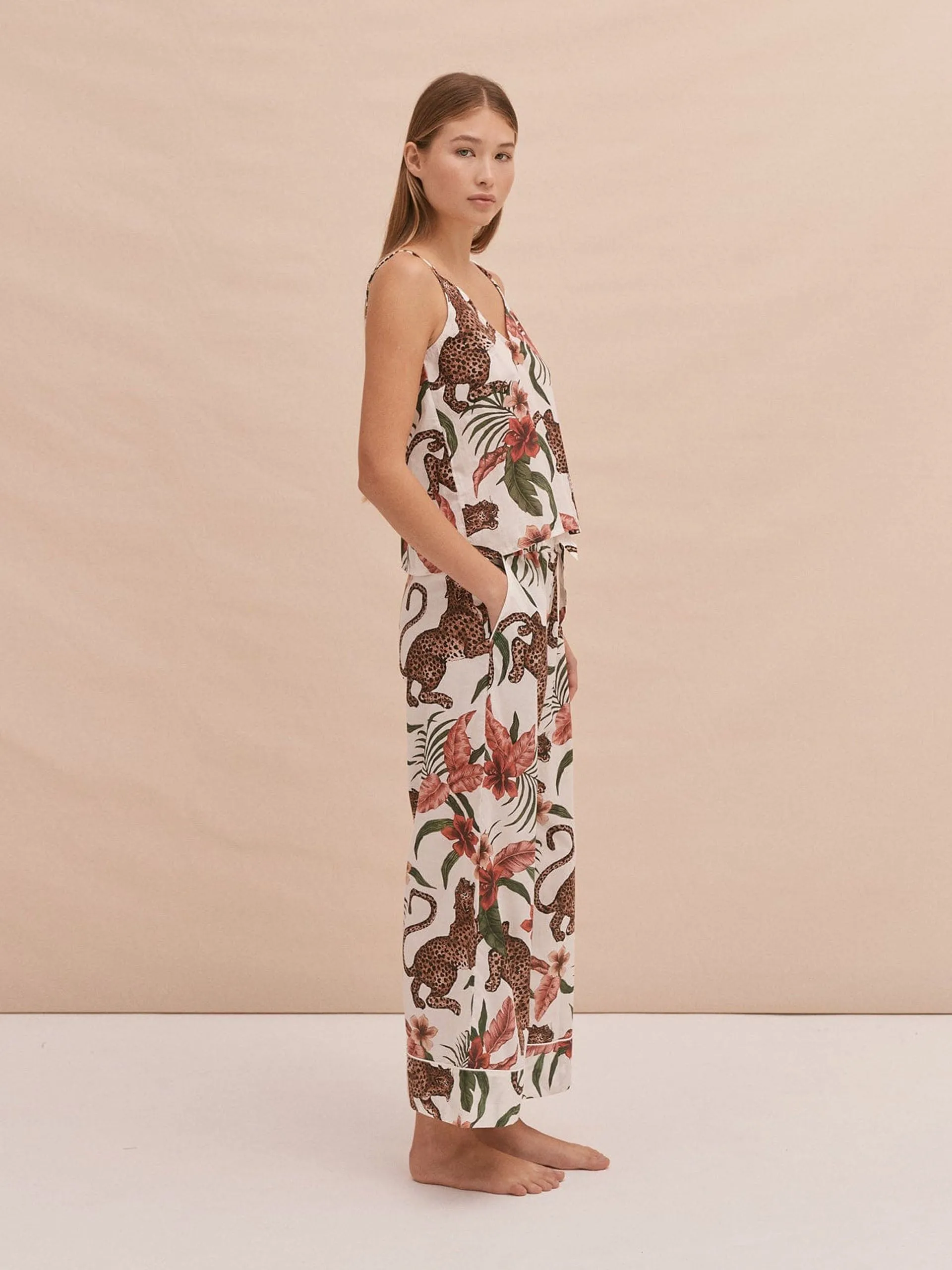 Cami and wide leg set soleia print cream
