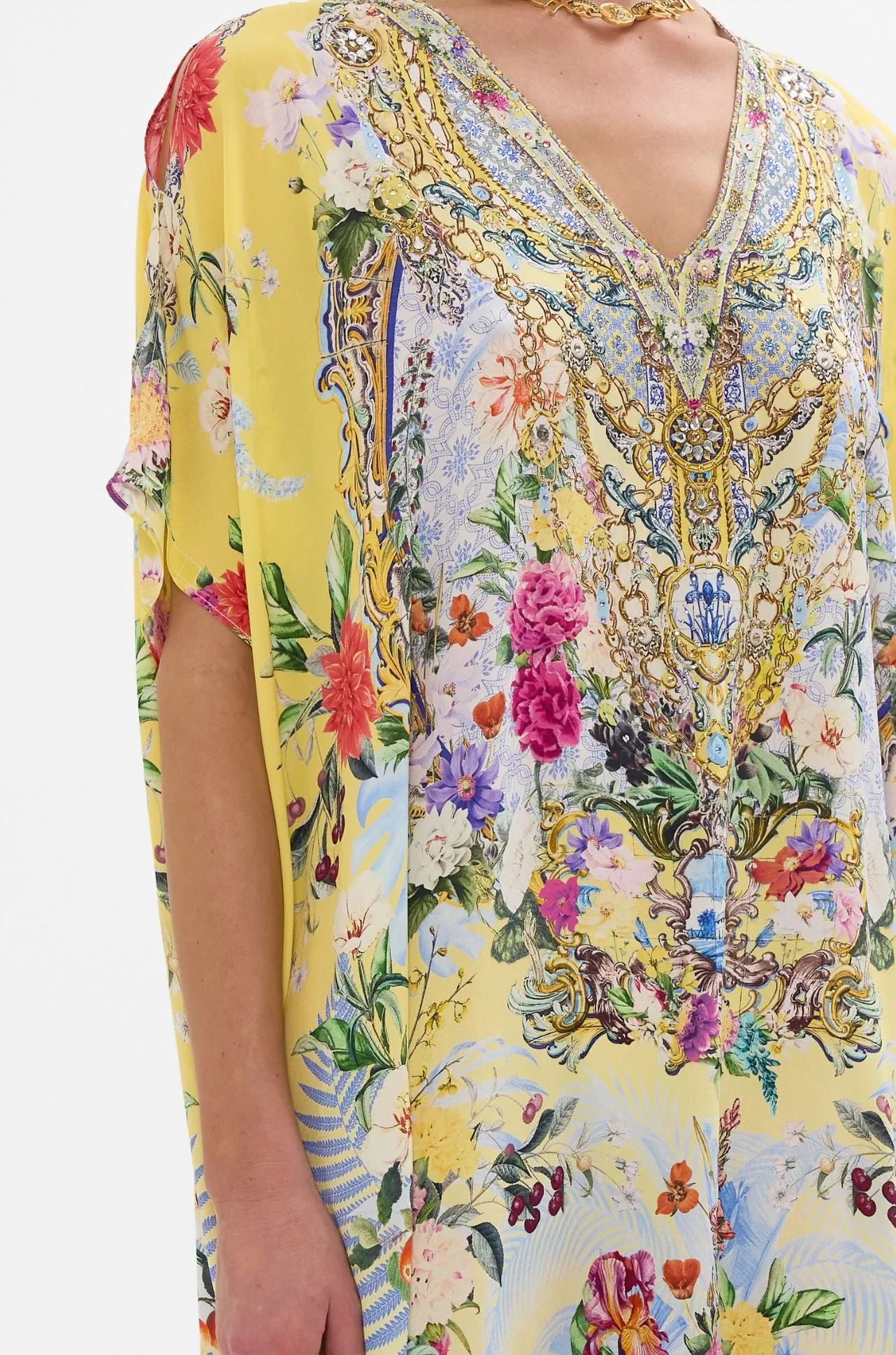 Camilla - Flor Fantastica Slim Fit Kaftan with Split