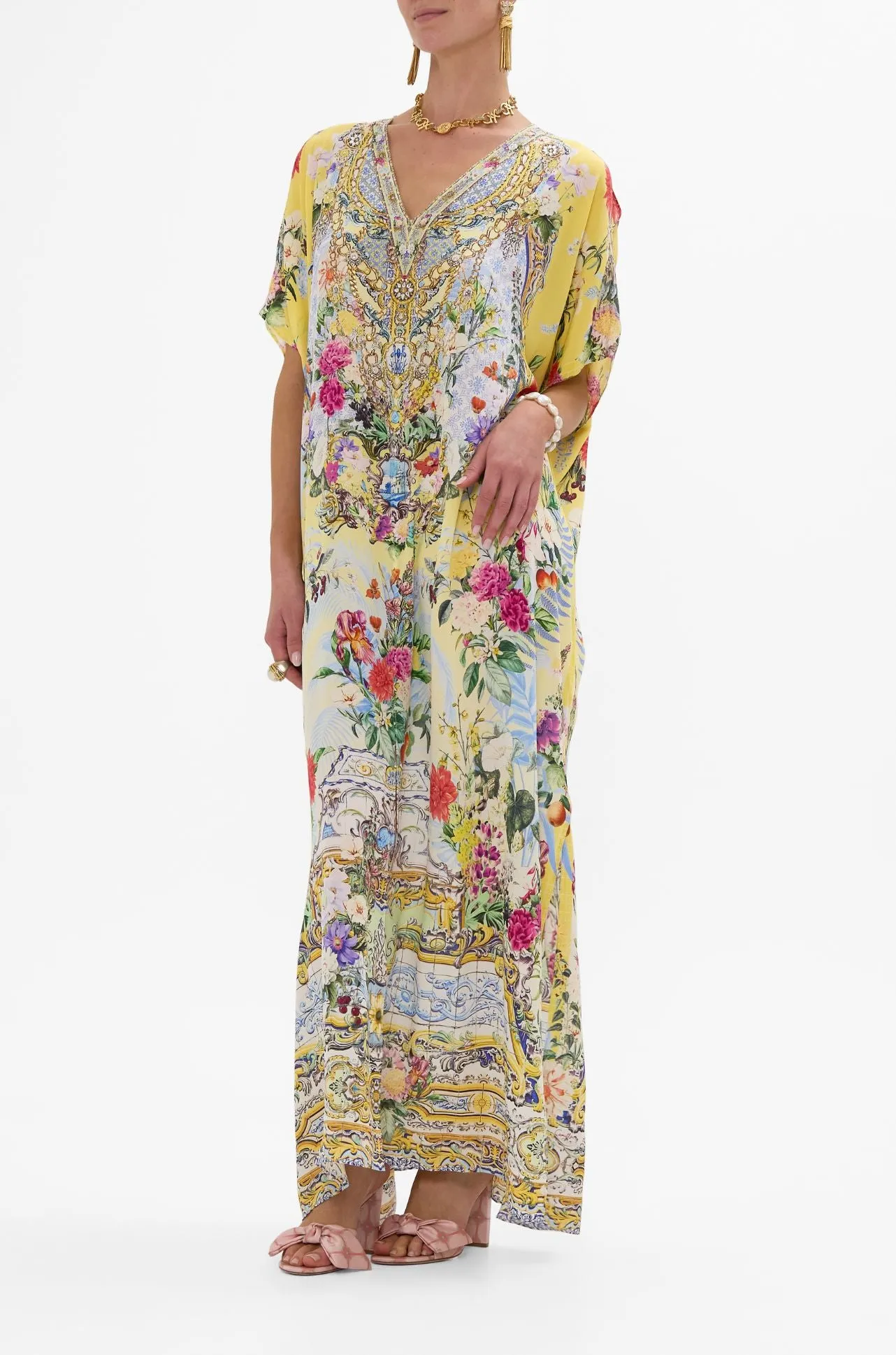 Camilla - Flor Fantastica Slim Fit Kaftan with Split