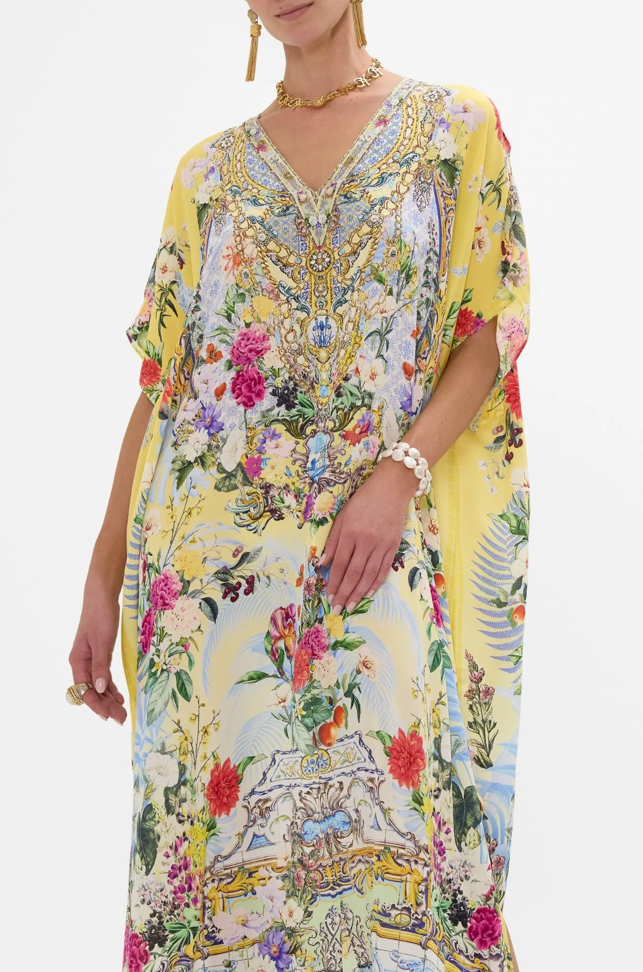 Camilla - Flor Fantastica Slim Fit Kaftan with Split