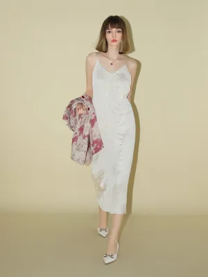 Chrevron Knitted Ivory French Slip Dress