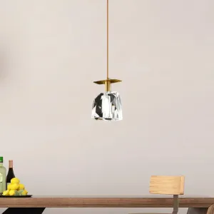Contemporary Gold Cube Crystal Pendant Ceiling Lamp: Irregular Shape, Clear - Bedroom Suspension Lighting