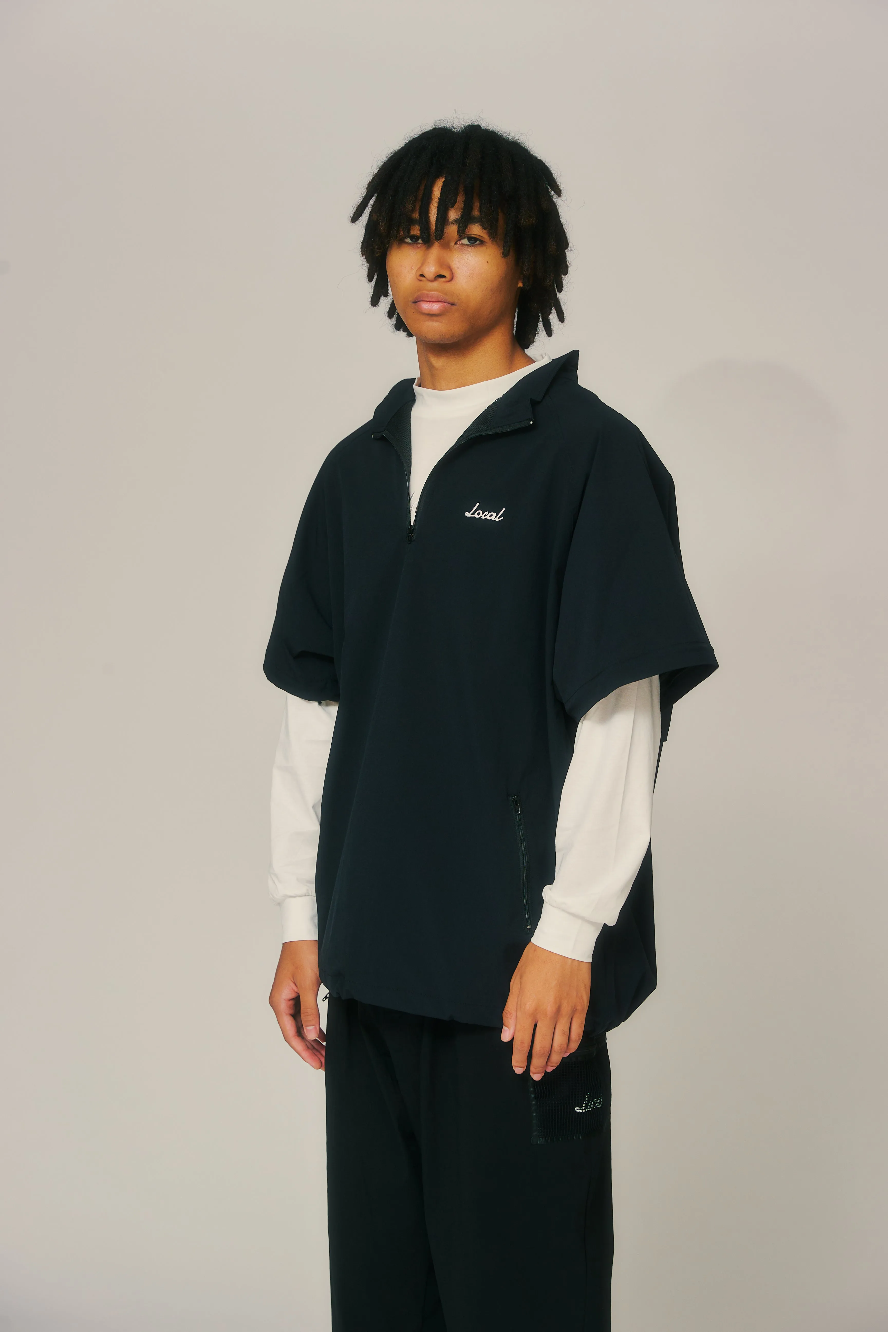 Convertible Stretch Nylon JKT  BLACK