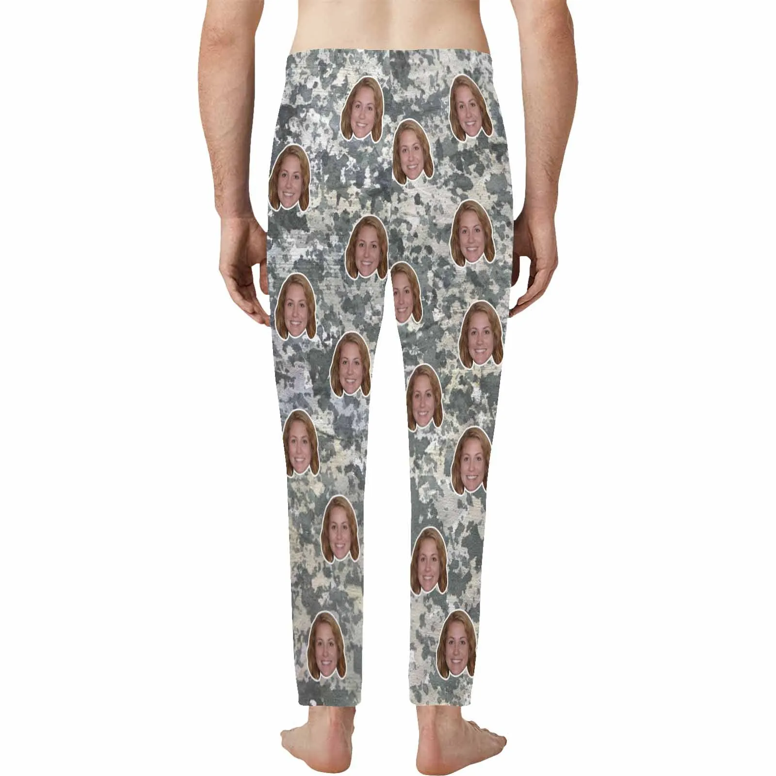 Custom Face Grey Sleepwear Personalized Men's Slumber Party Long Pajama Pants