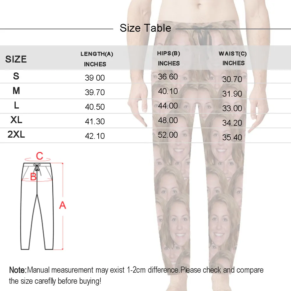 Custom Face Grey Sleepwear Personalized Men's Slumber Party Long Pajama Pants