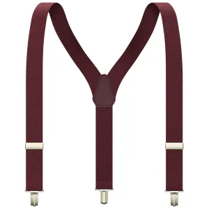 Deep Red Slim Suspenders for Men & Women Boys & Girls Y-back Shape 1 inch wide