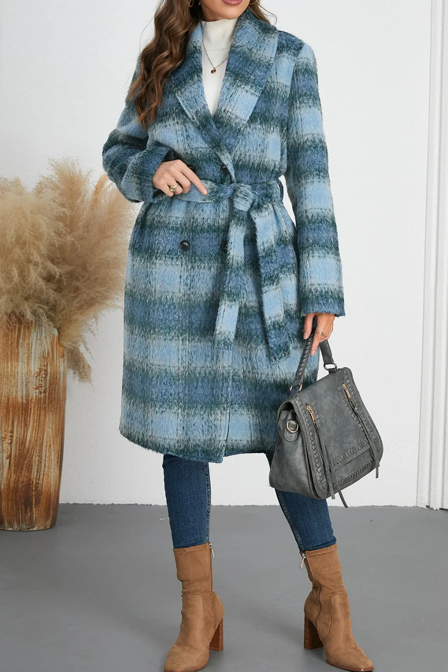 Double Breasted Belted Coat With Lining
