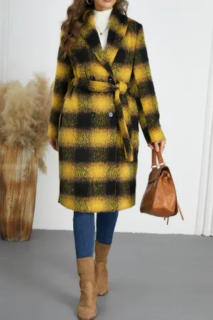 Double Breasted Belted Coat With Lining