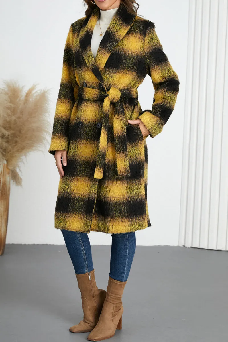 Double Breasted Belted Coat With Lining