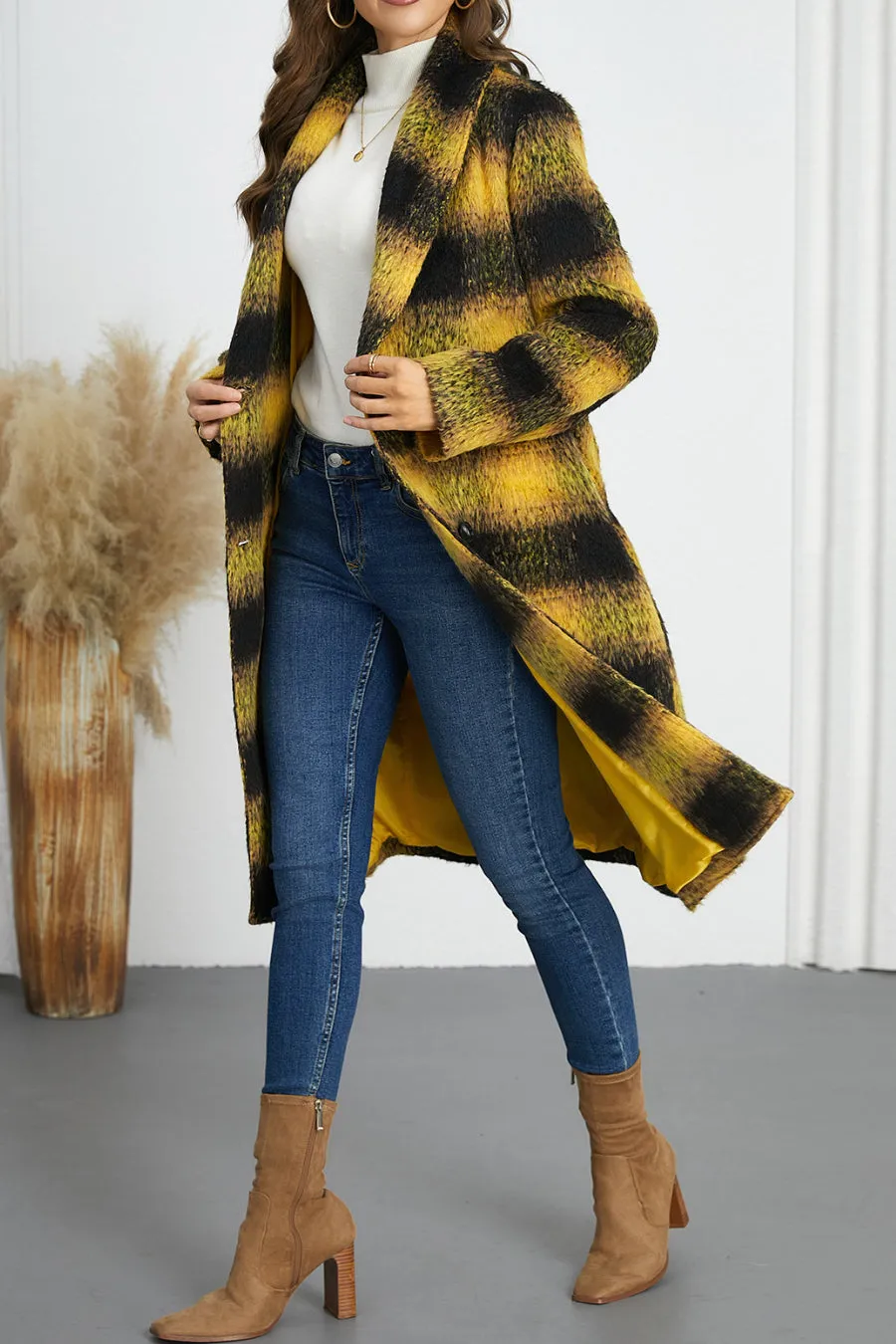 Double Breasted Belted Coat With Lining