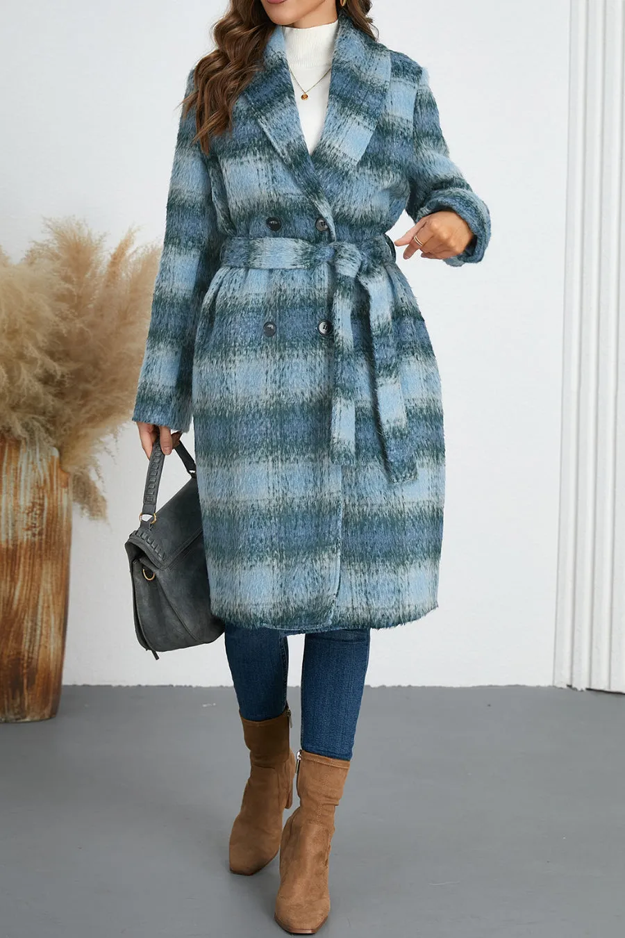 Double Breasted Belted Coat With Lining