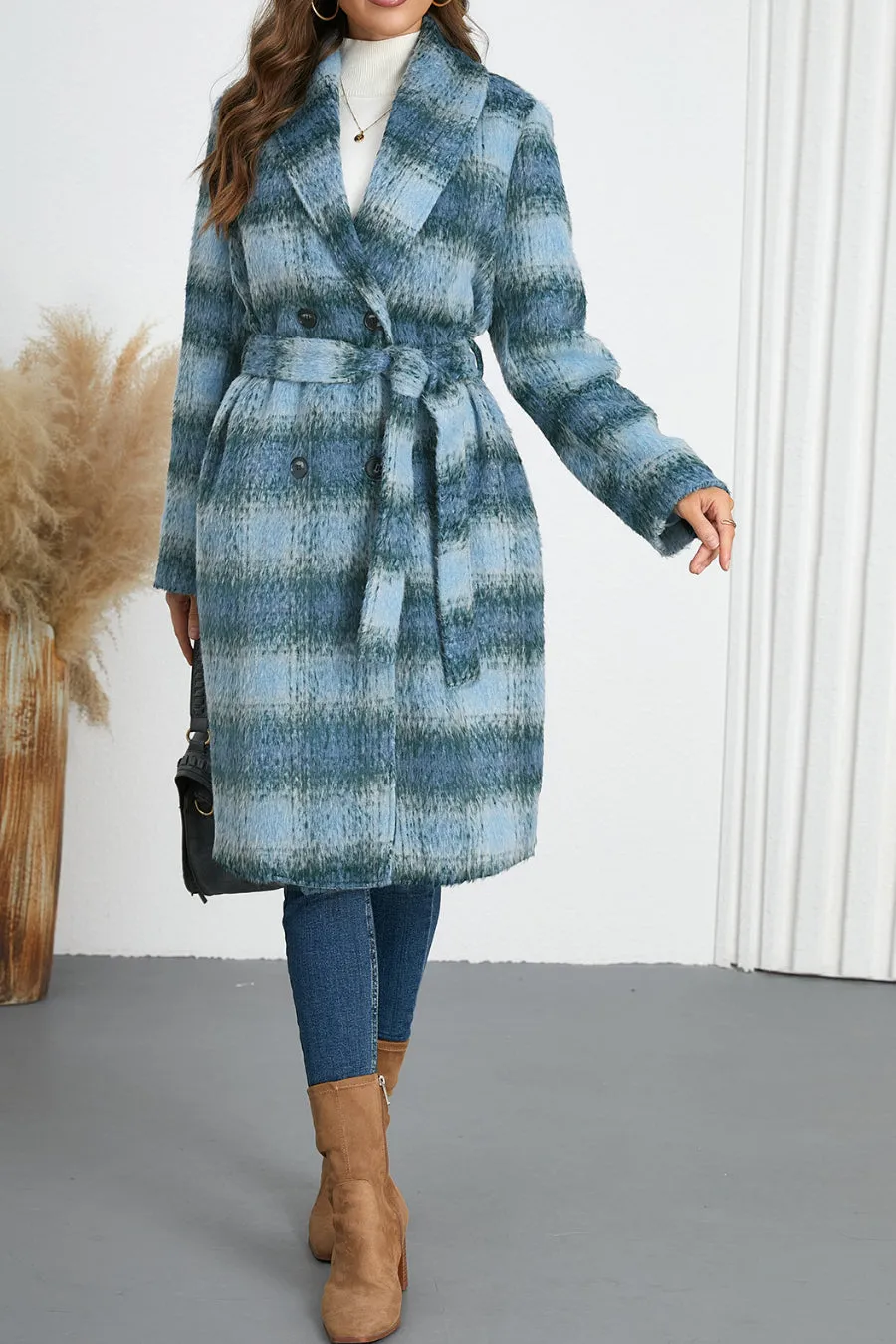 Double Breasted Belted Coat With Lining