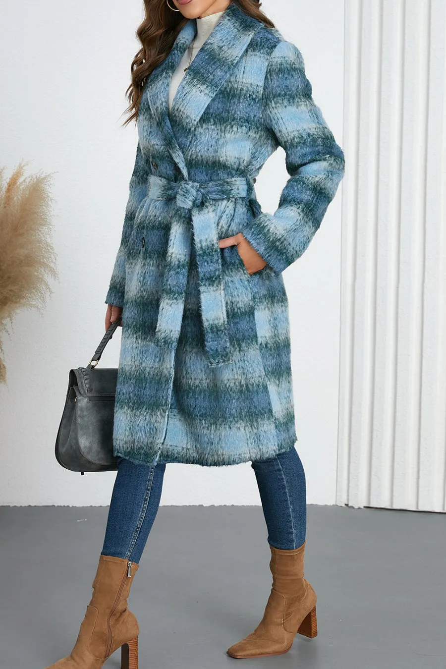 Double Breasted Belted Coat With Lining