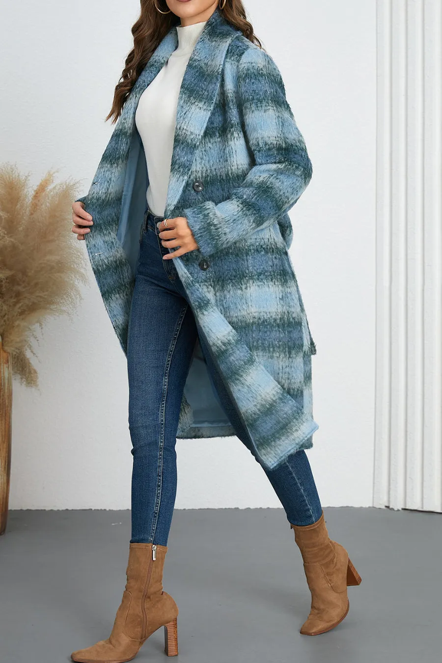 Double Breasted Belted Coat With Lining