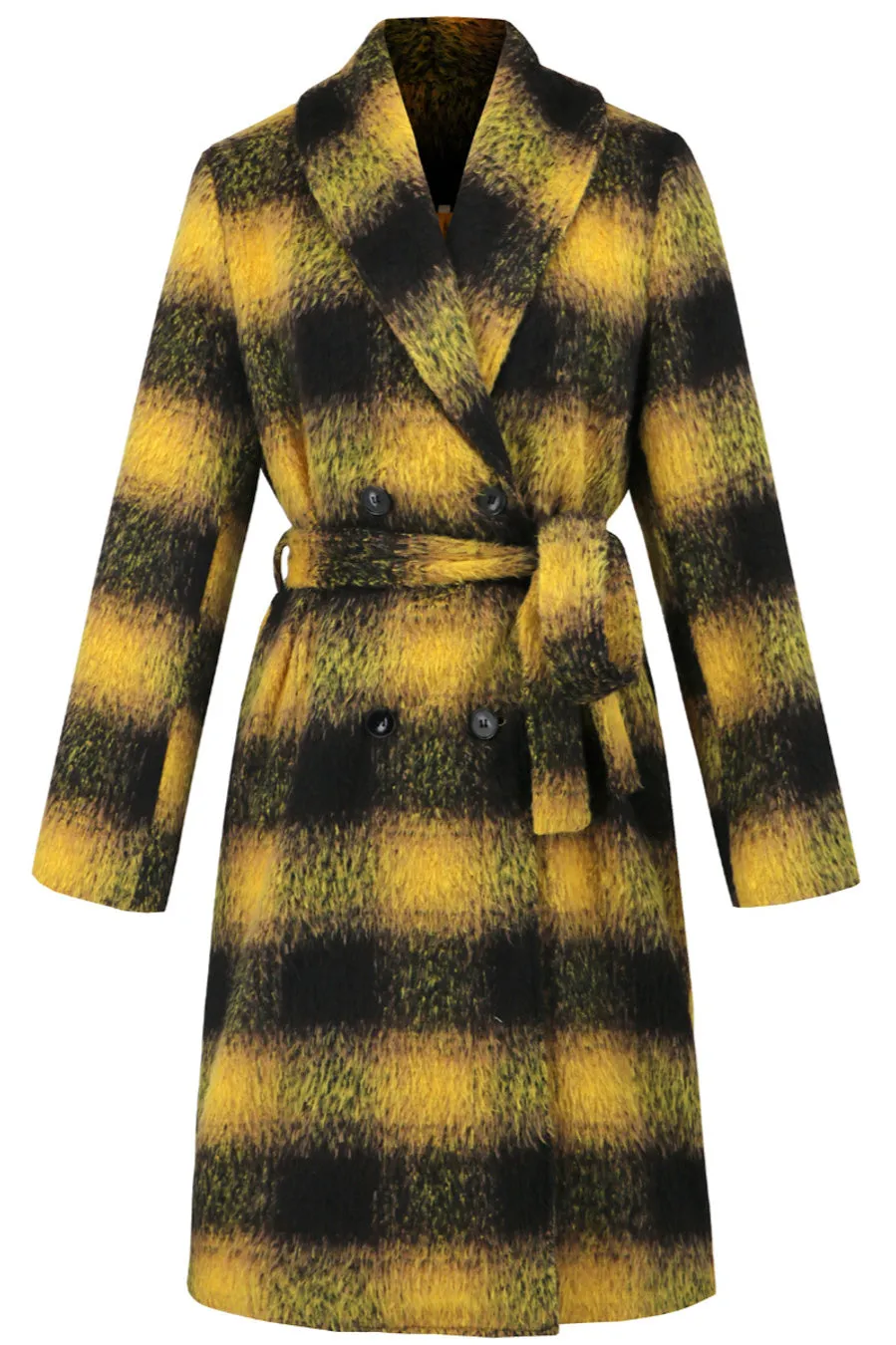 Double Breasted Belted Coat With Lining