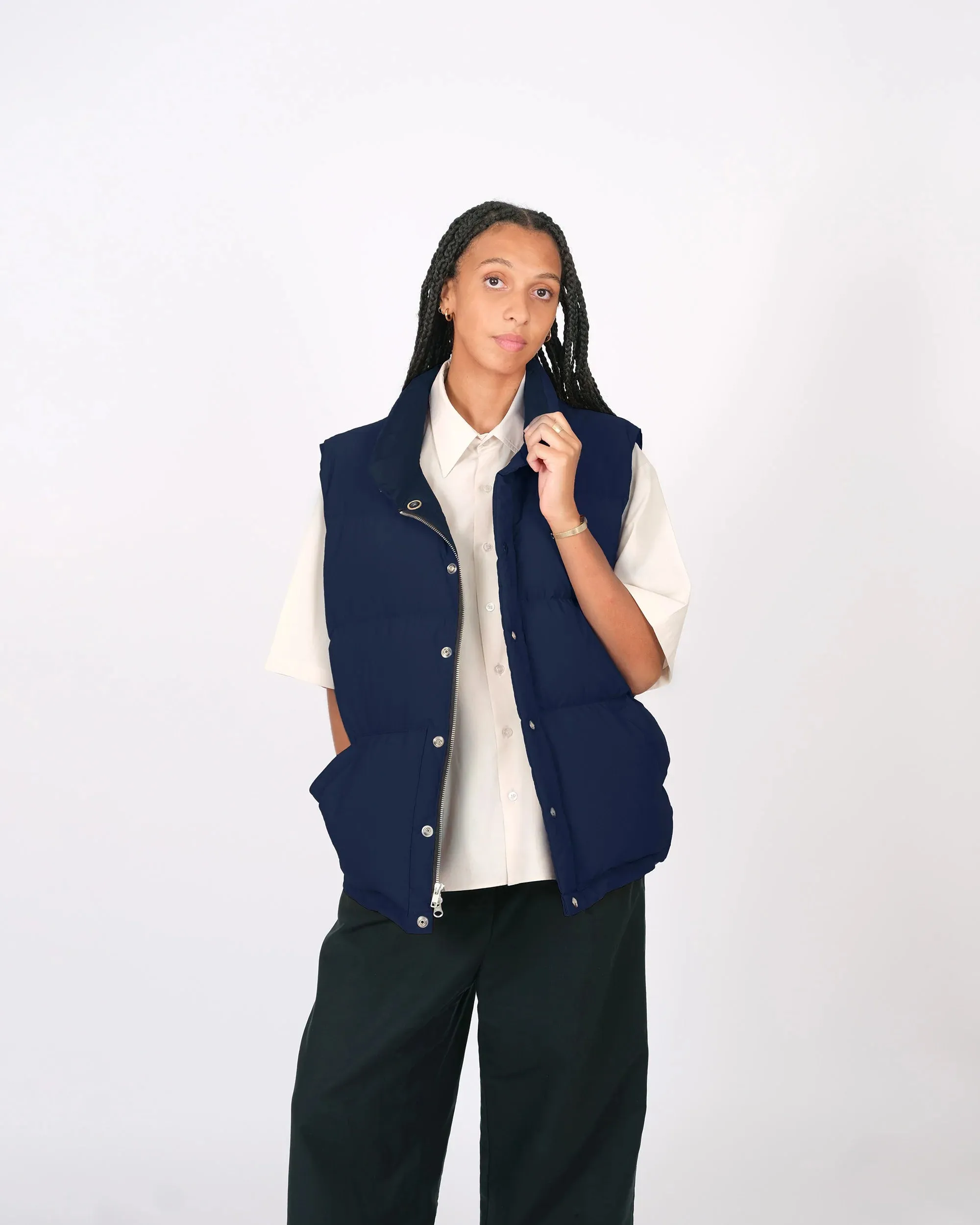 Down Italian Vest | Navy