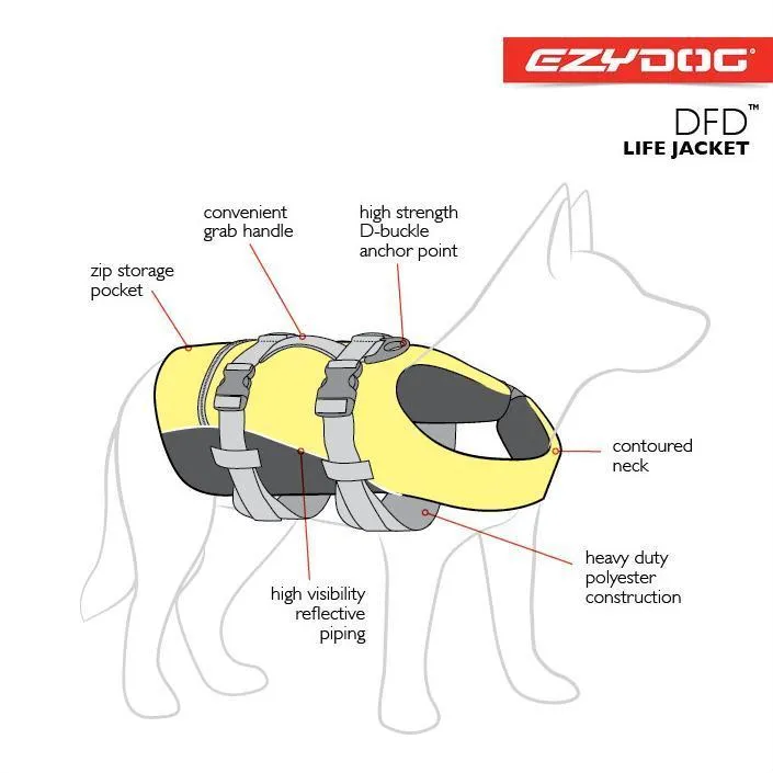 EzyDog DFD Dog Life Jacket Yellow Small