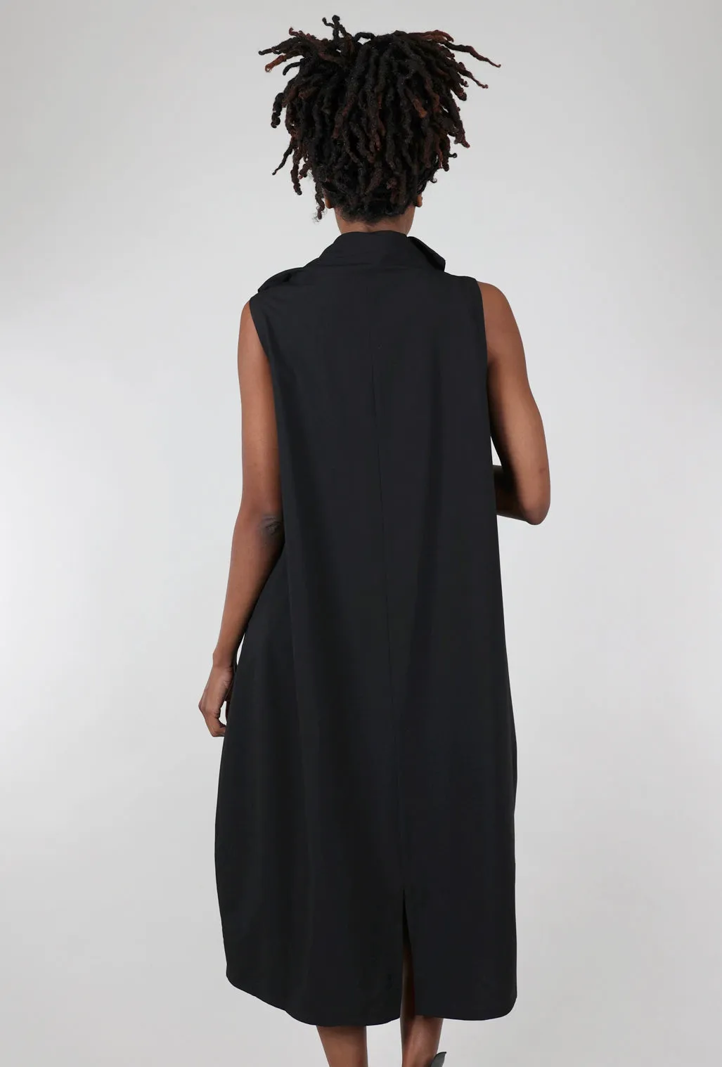 Folds and Tucks Dress, Black