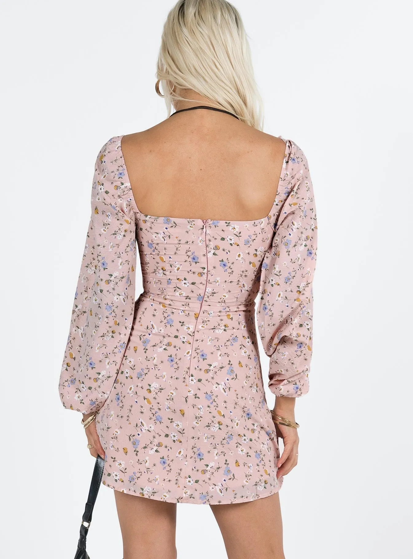 Graner Long Sleeve Mini Dress Pink Floral