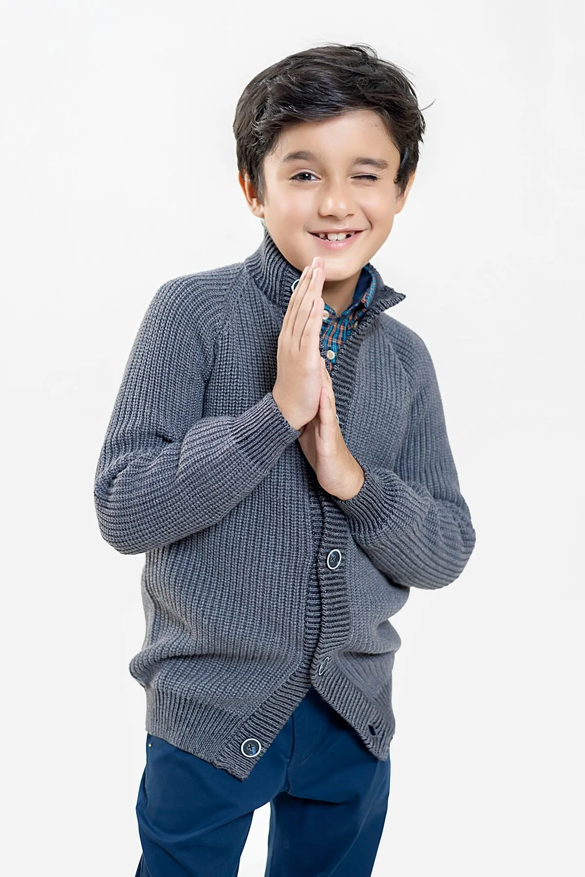 Grey Chunky Casual Knitted Cardigan