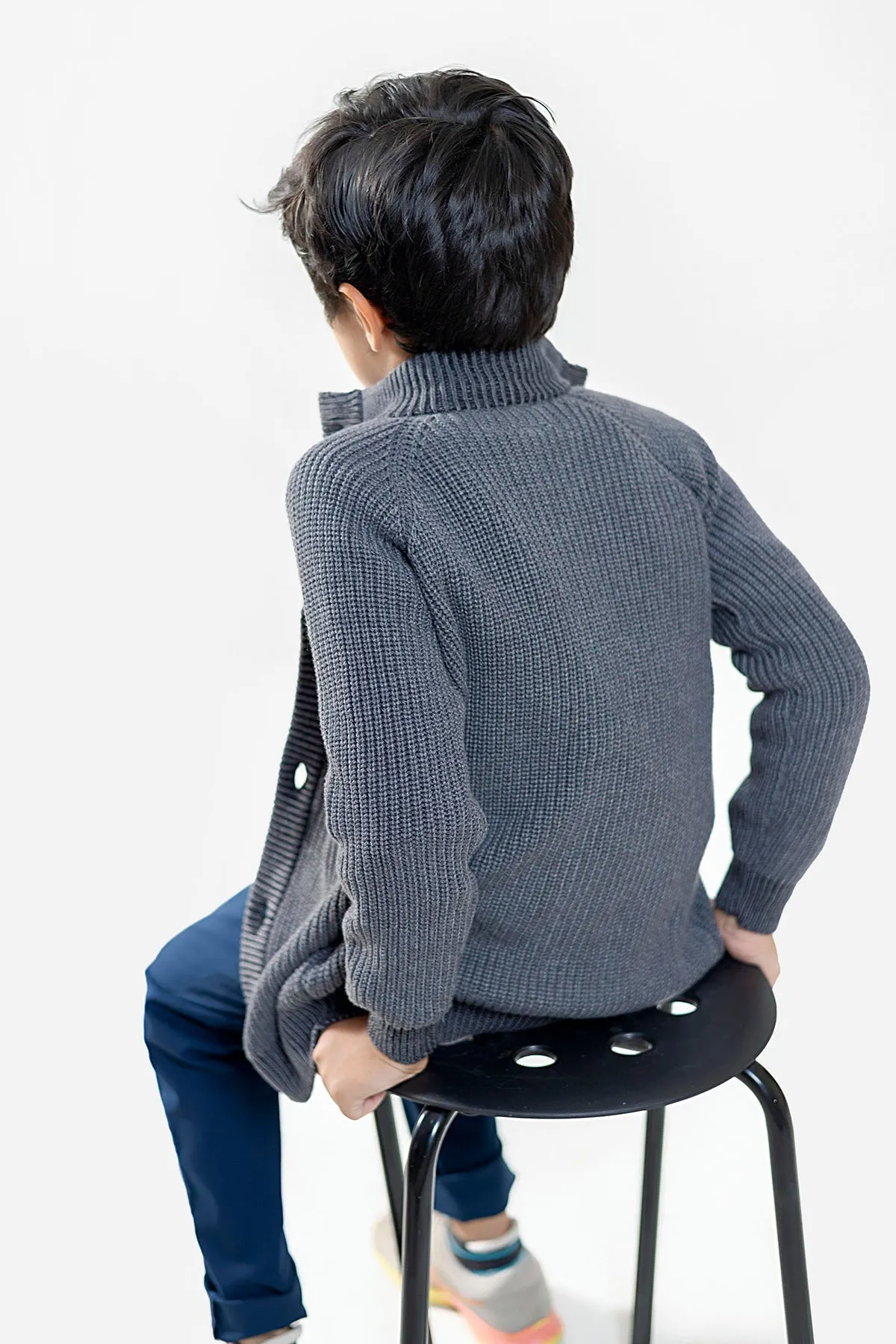 Grey Chunky Casual Knitted Cardigan