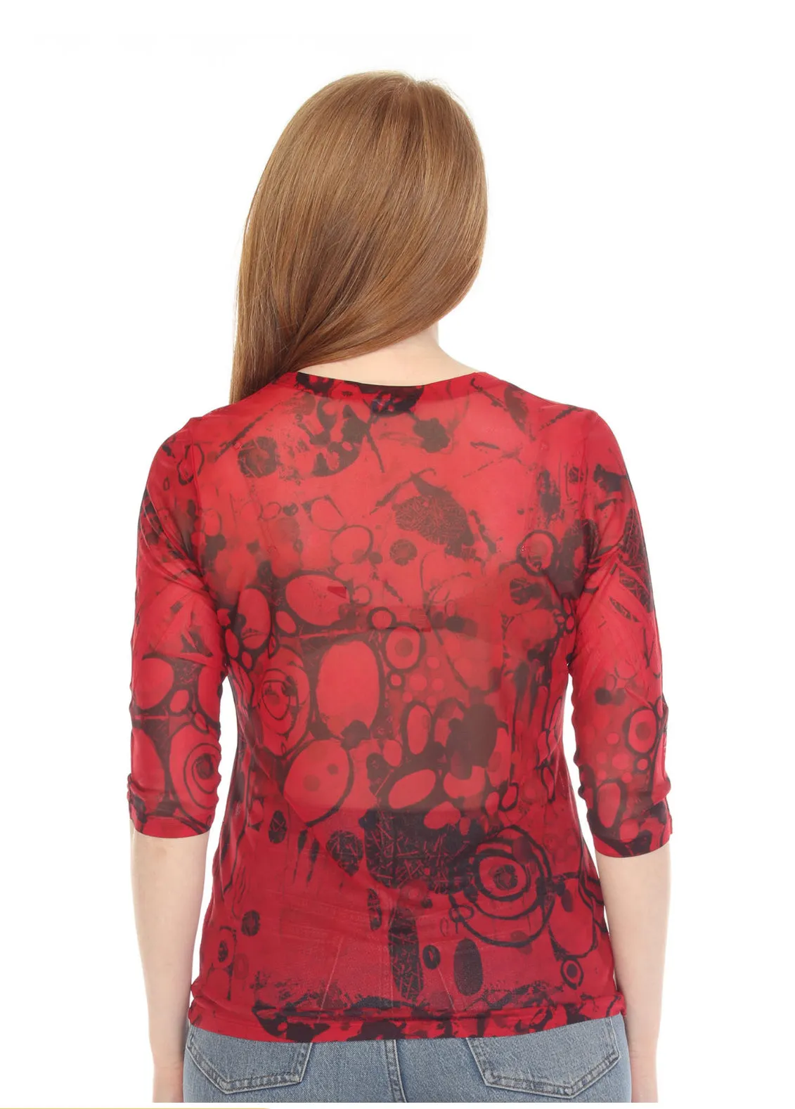INOAH T1053MHR Opal Print Mesh Top