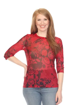 INOAH T1053MHR Opal Print Mesh Top
