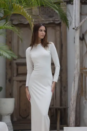 Luxe Slip Dress Low Neck Sand