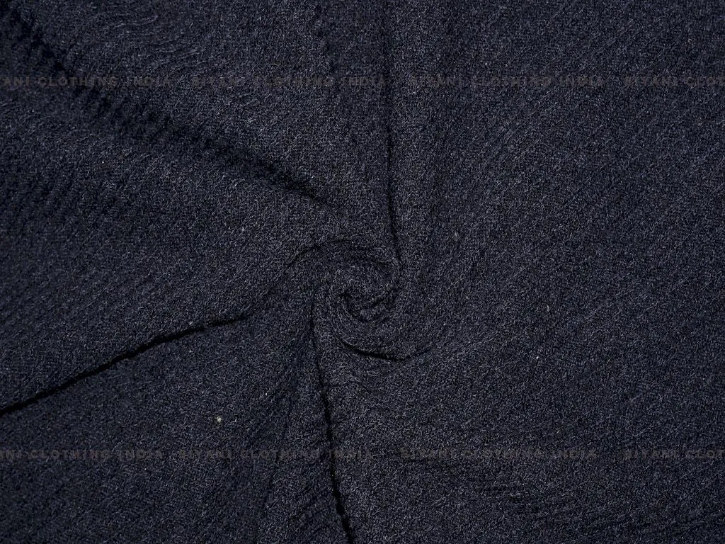Navy Blue Woven Wool Fabric