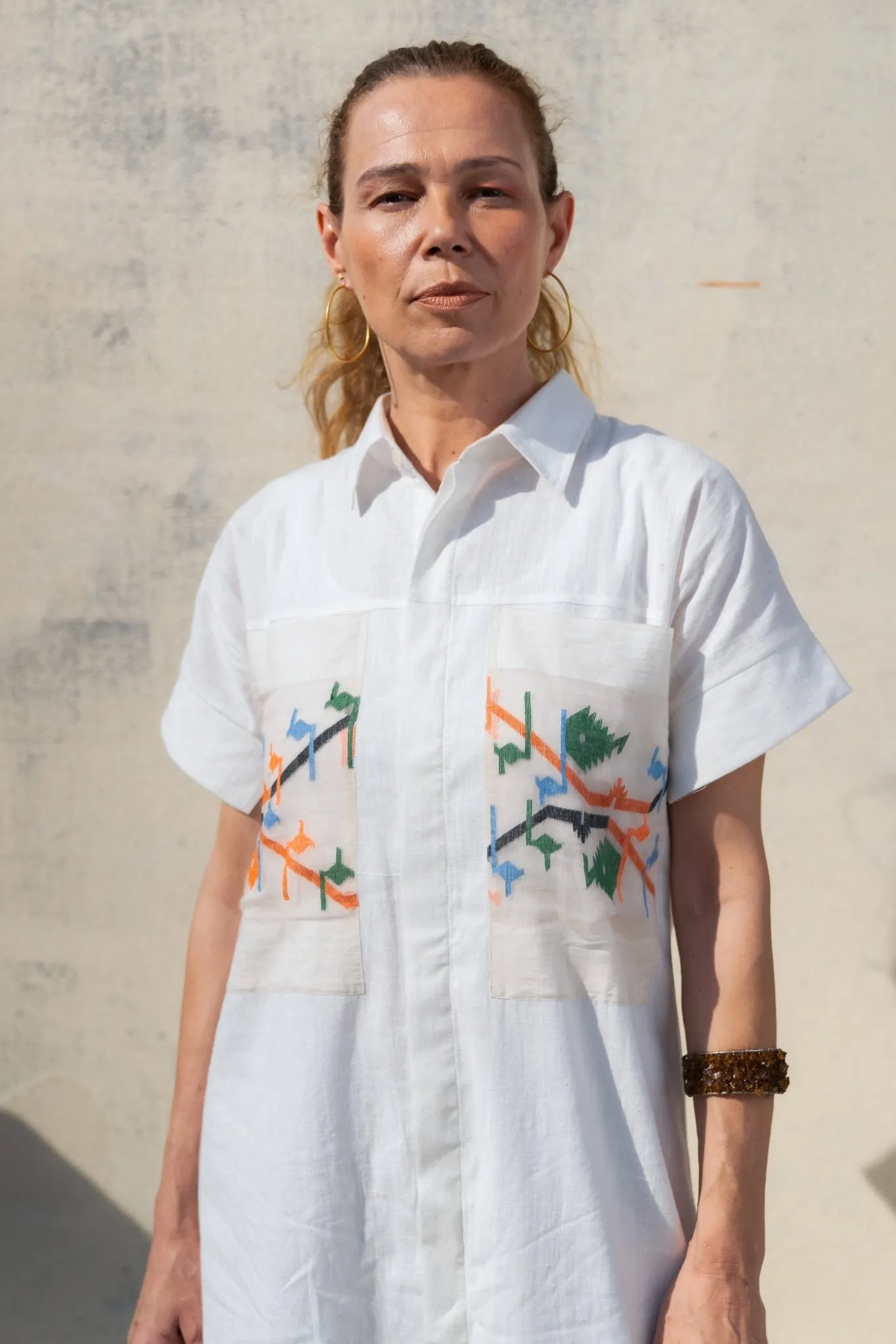 Paris - White Handspun & Handwoven Shirt Dress