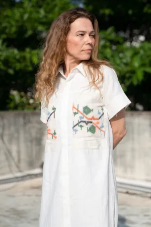 Paris - White Handspun & Handwoven Shirt Dress