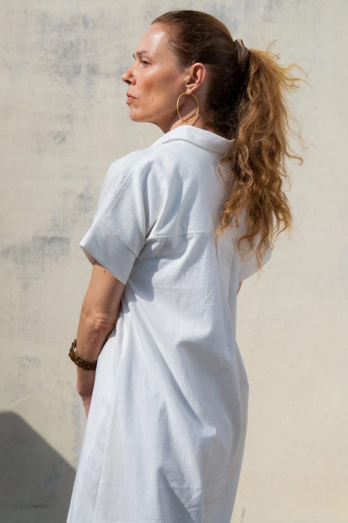 Paris - White Handspun & Handwoven Shirt Dress
