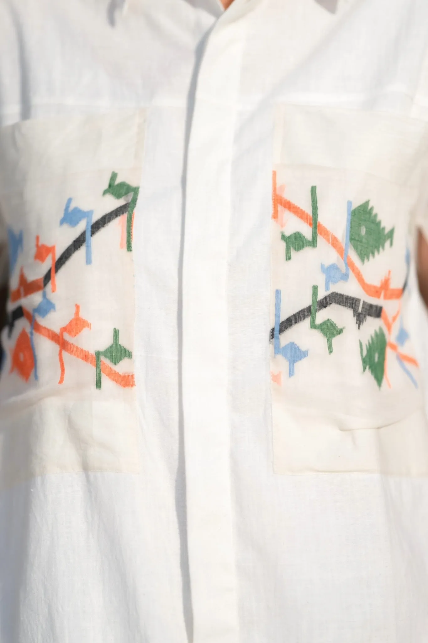 Paris - White Handspun & Handwoven Shirt Dress