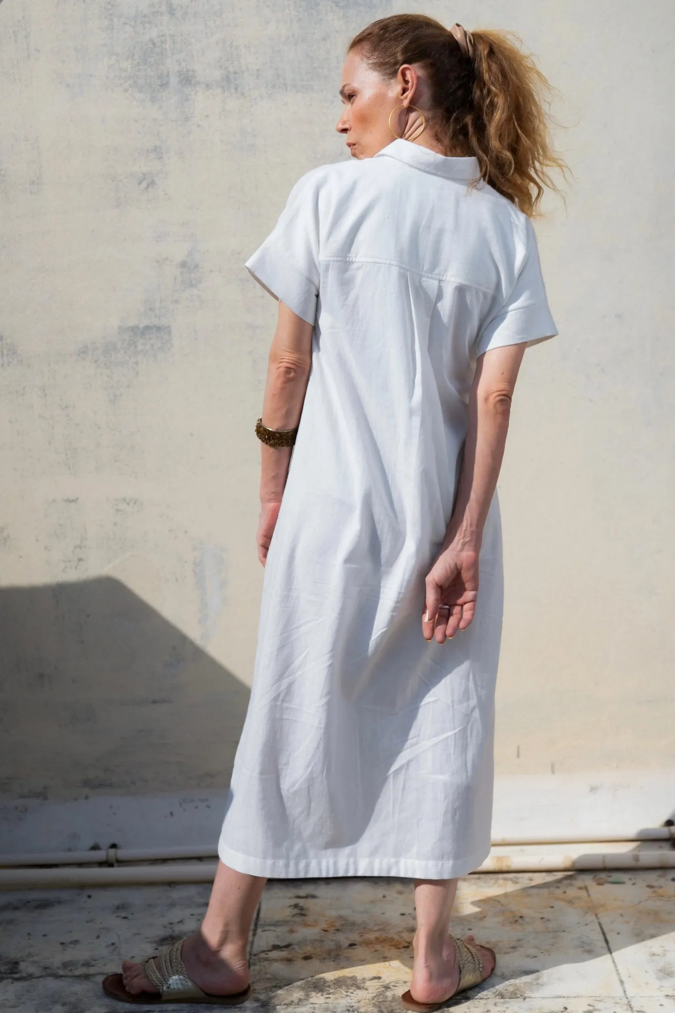 Paris - White Handspun & Handwoven Shirt Dress