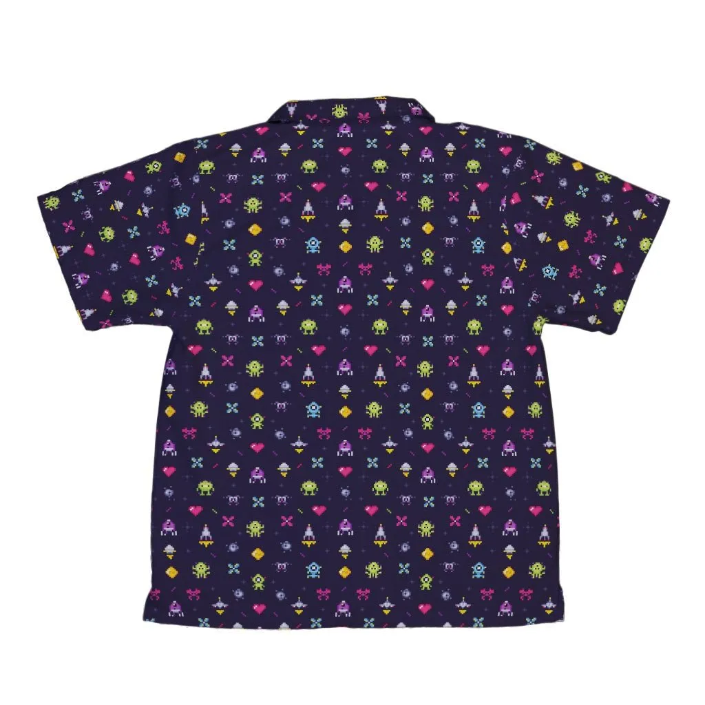 Pixel Art Arcade Video Game Purple Youth Hawaiian Shirt