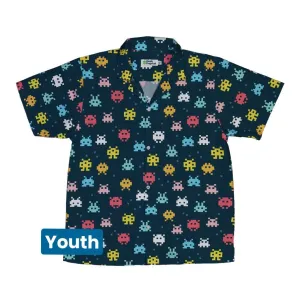 Pixel Monsters Teal Video Game Youth Hawaiian Shirt